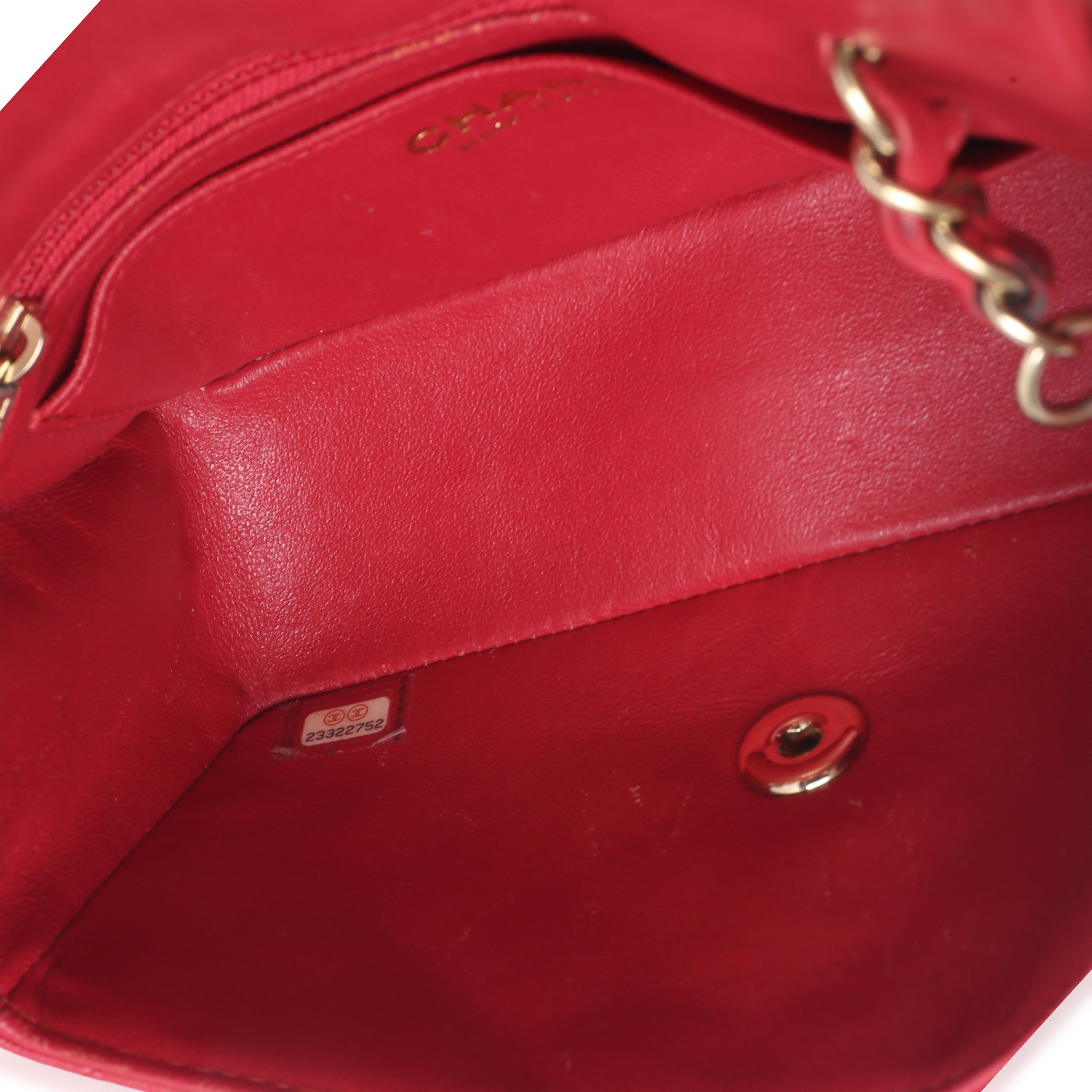 Dark Pink Quilted Lambskin Mini Rectangle Flap Bag